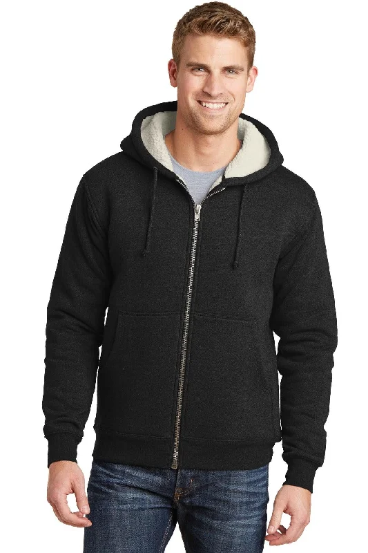 CornerStone Heavyweight Sherpa-Lined Hooded Fleece Jacket. CS625 Jacket Blazer Coat