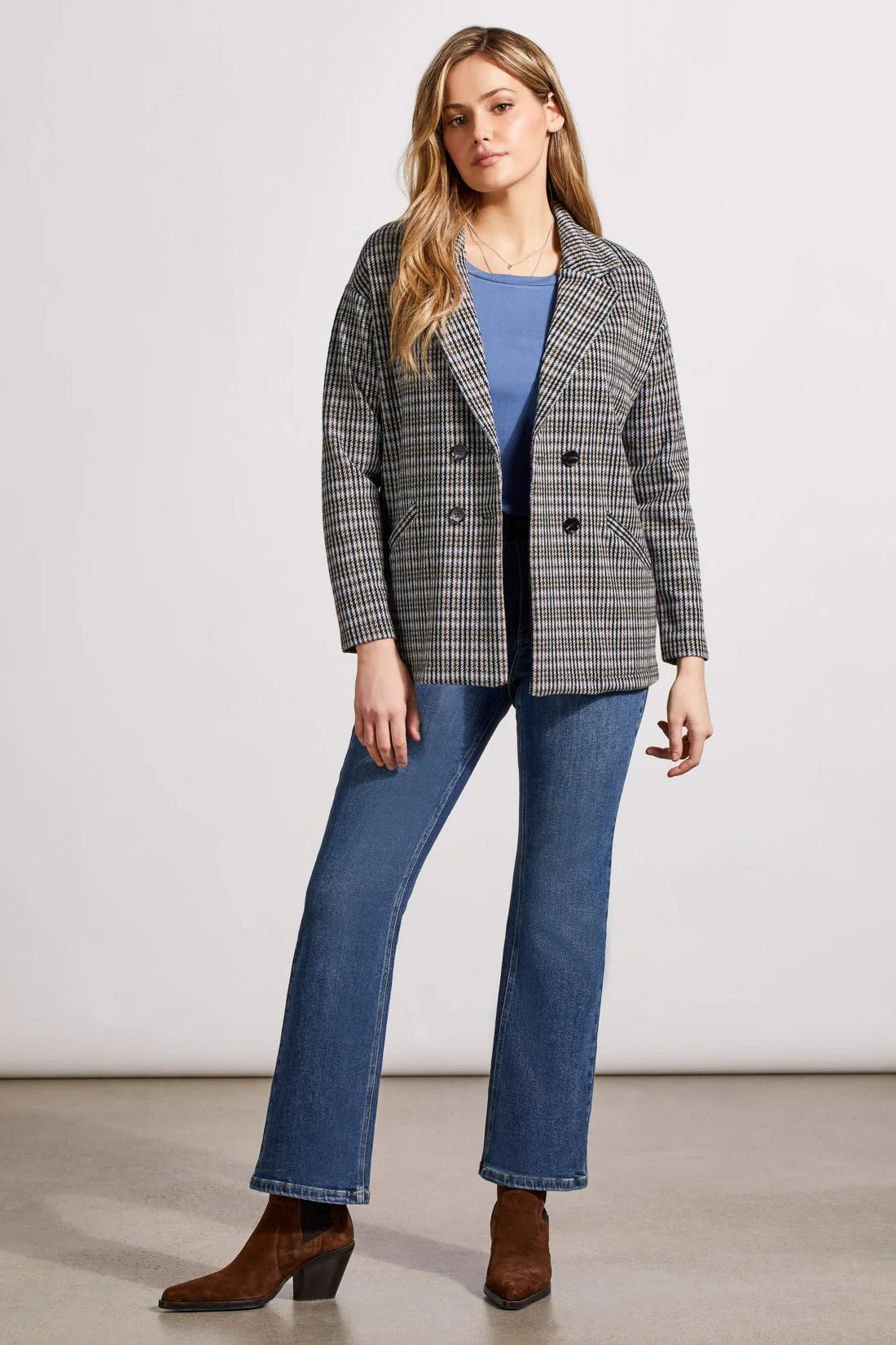 Double Breast Knit Blazer [Peri Blue-7994O] Women's Vintage Jacket