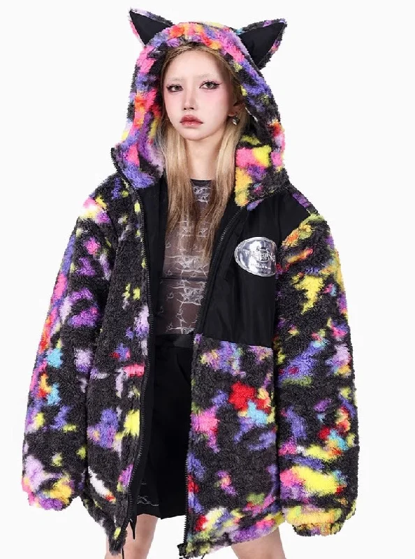 PINKSPINK Cosmic Cat Ear Fleece Jacket - Multicolor Corduroy Jacket Velvet Jacket Brocade Jacket PINKSPINK Cosmic Cat Ear Fleece Jacket - Multicolor Corduroy Jacket Velvet Jacket Brocade Jacket