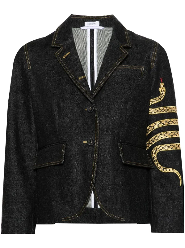 snake-motif denim blazer Women's Simple Blazer
