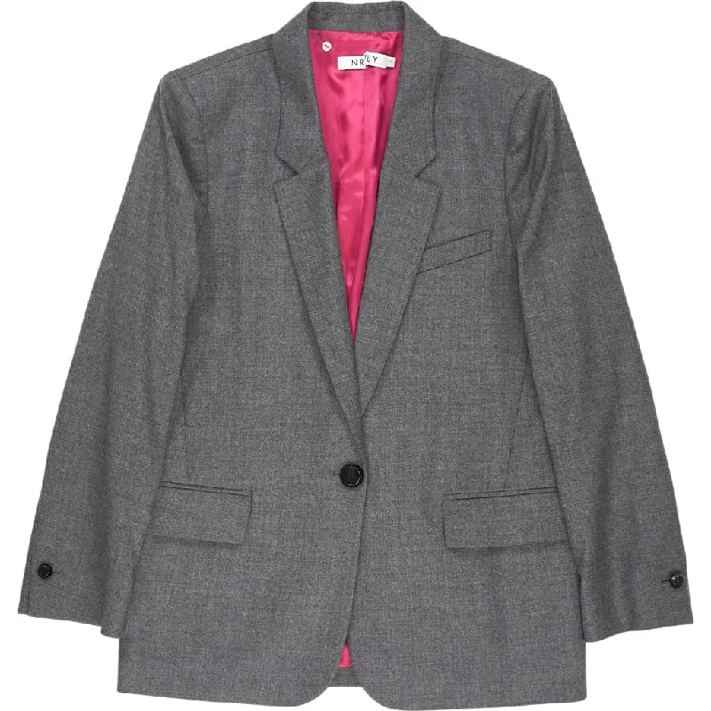 NRBY Grey Wool Blend Blazer Women's Boutique Suit