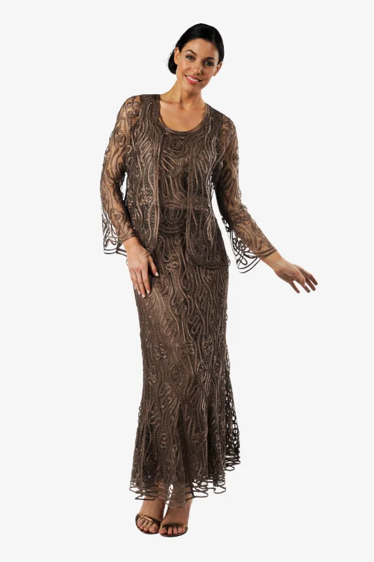 Soulmates C1079 Wave Crocheted Lace Mother of the Bride Jacket Top and Skirt Set Ribbed Jacket Pleated Jacket Ruffled Jacket Soulmates C1079 Wave Crocheted Lace Mother of the Bride Jacket Top and Skirt Set Ribbed Jacket Pleated Jacket Ruffled Jacket