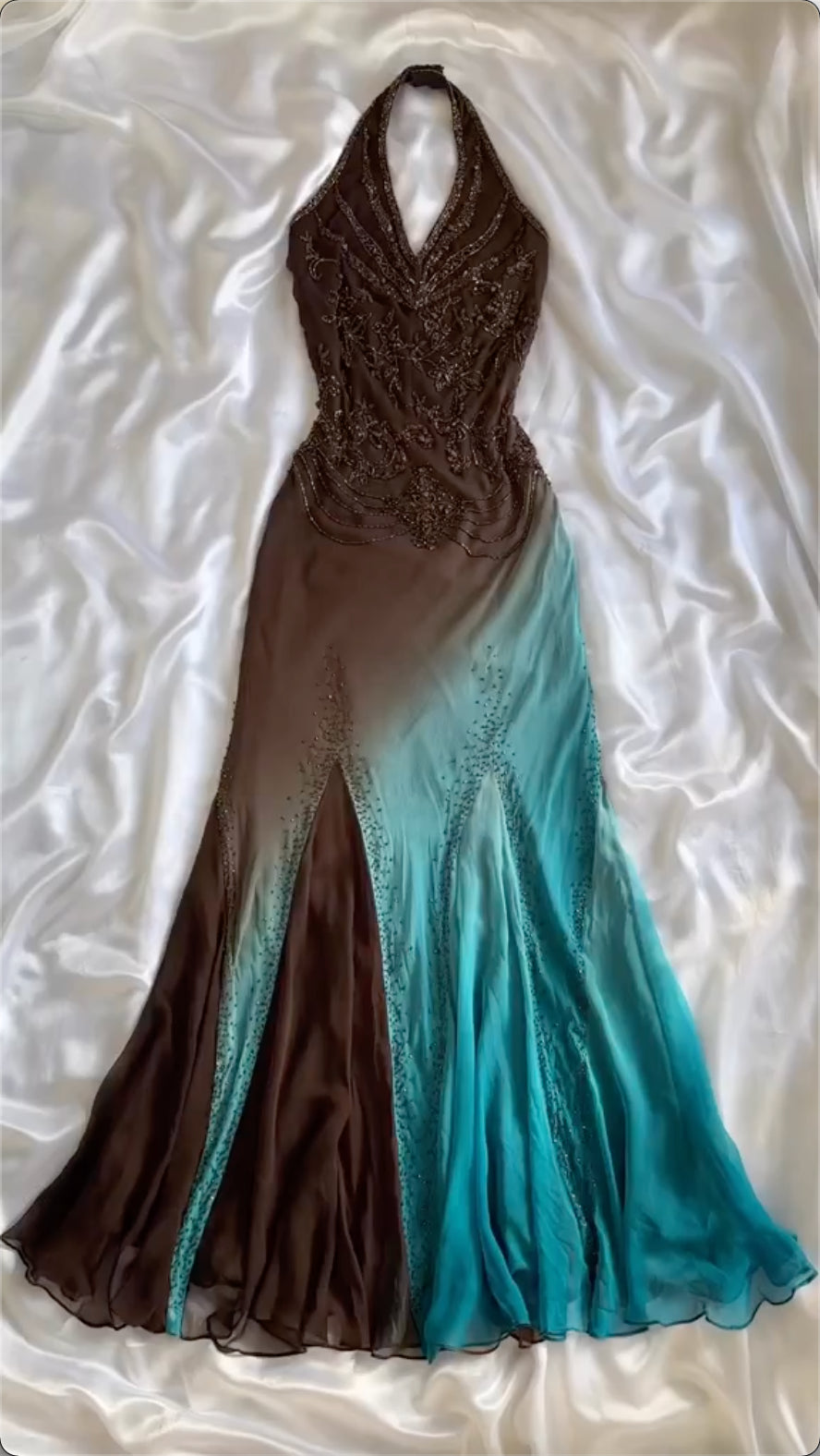 Vintage Halter Beadings Sheath Long Evening Party Dress, DP4188 Halter Neckline Beach