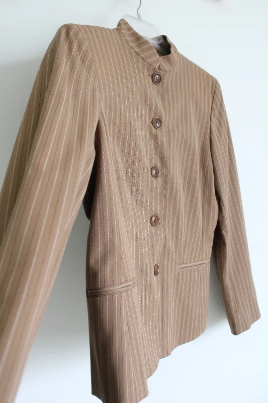 Liz Claiborne Brown Button Down Jacket | 8 Mesh Jacket Canvas Jacket Denim Jacket