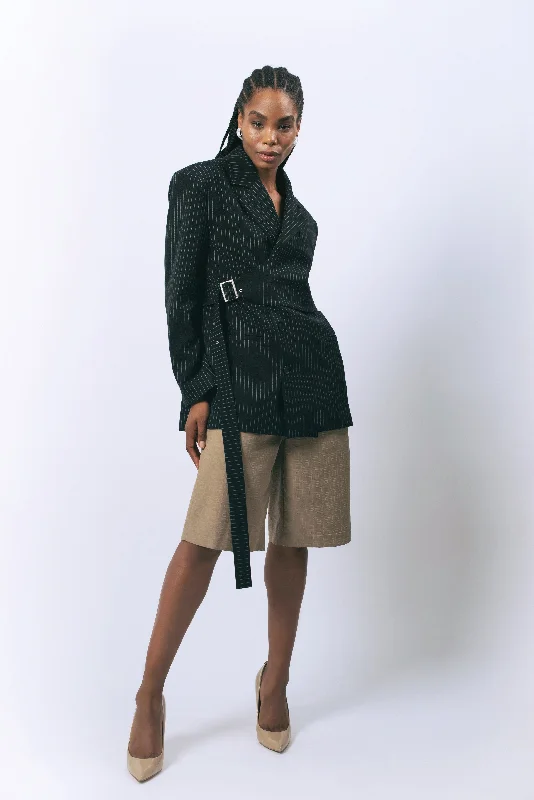 Luna Noir Pinstripe Blazer Women's Premium Blazer