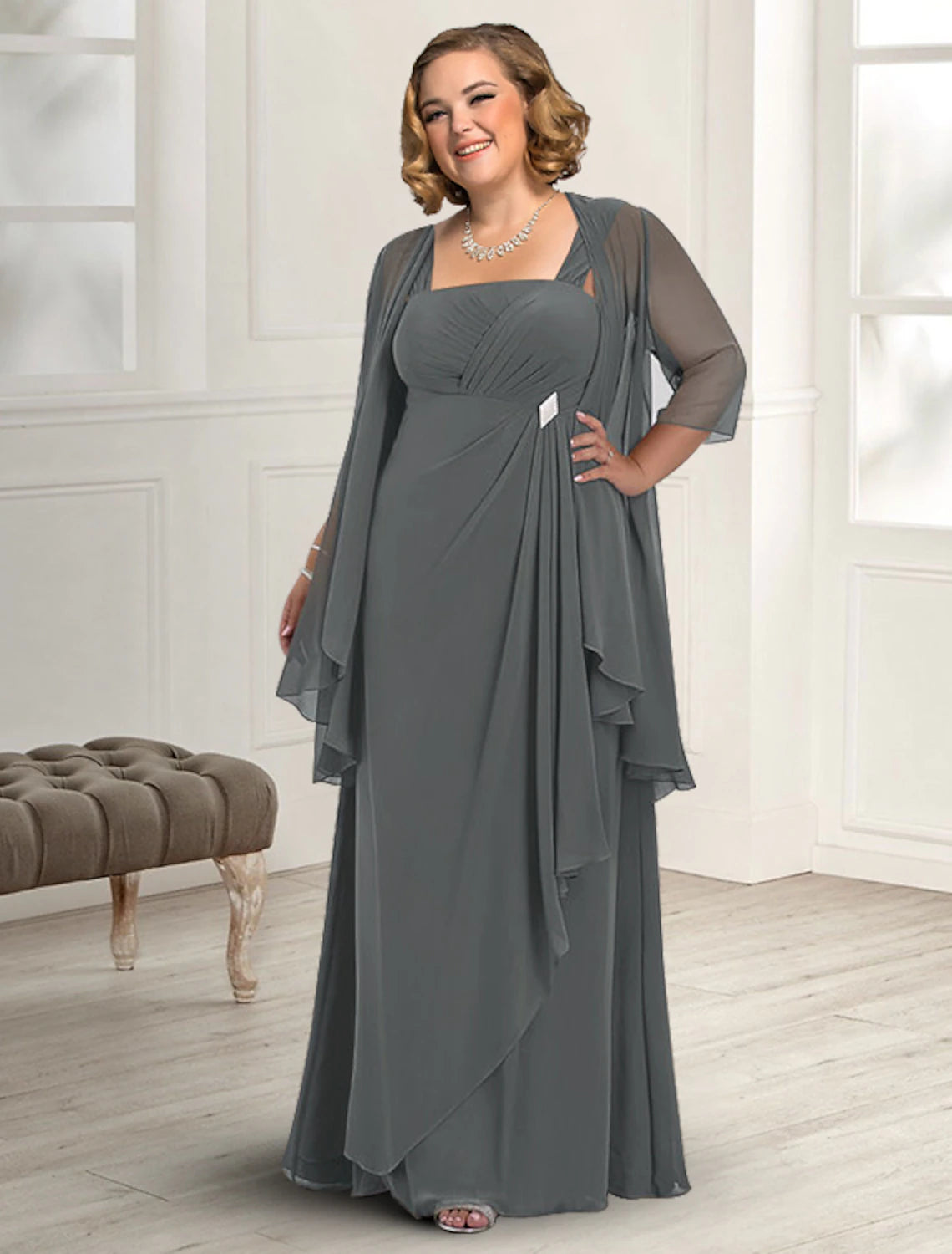 Two Piece A-Line Mother of the Bride Dress Fall Wedding Guest Dresses Plus Size Elegant Square Neck Floor Length Chiffon Sleeveless Jacket Dresses with Pleats Anorak Shell Jacket Lightweight Jacket Two Piece A-Line Mother of the Bride Dress Fall Wedding Guest Dresses Plus Size Elegant Square Neck Floor Length Chiffon Sleeveless Jacket Dresses with Pleats Anorak Shell Jacket Lightweight Jacket