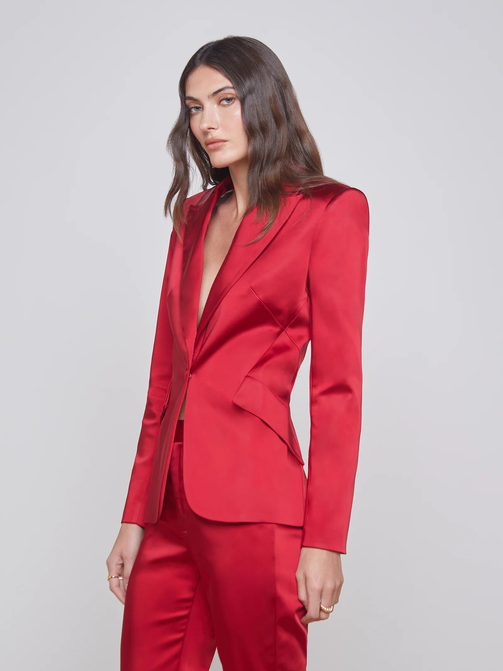 Chamberlain Blazer Dark Tango Red - L'AGENCE Women's Elegant Suit