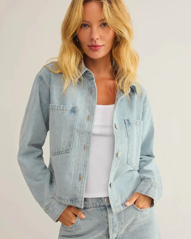 All Day Cropped Denim Jacket Cotton Fabric Linen Fabric Terry Fabric