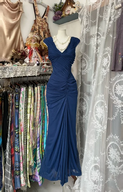 Modest Navy Mermaid Satin Vintage Long Party Dress Formal Evening Gown, DP4547 Tunics Wedding white Modest Navy Mermaid Satin Vintage Long Party Dress Formal Evening Gown, DP4547 Tunics Wedding white