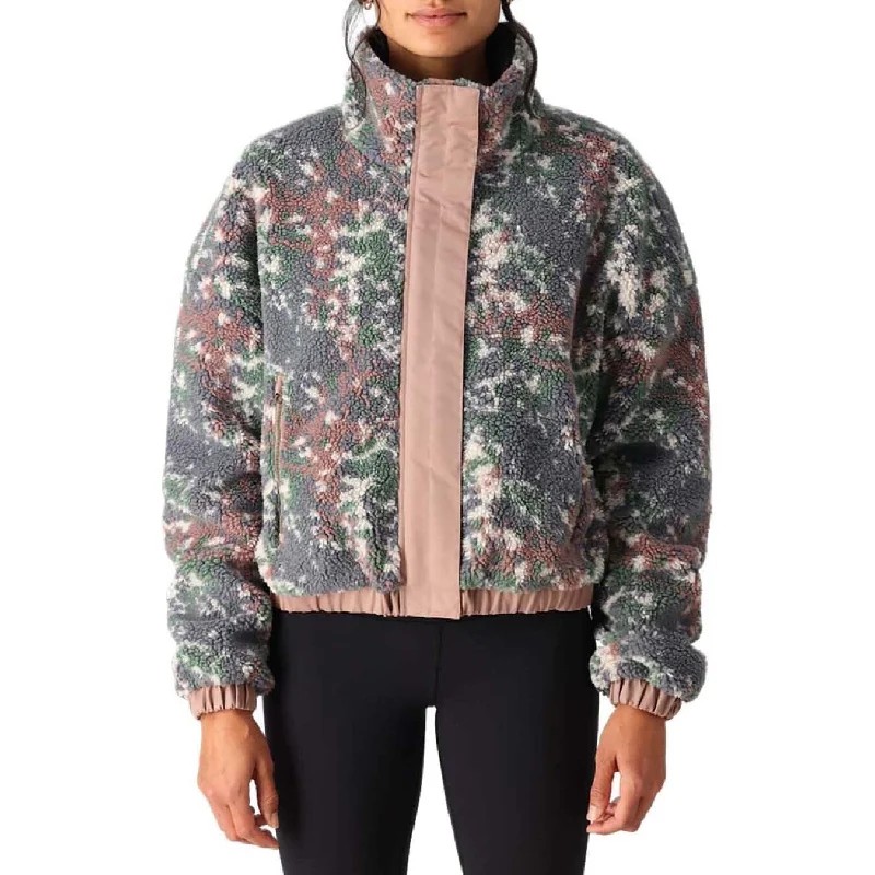 686 Women's Outpost Sherpa Jacket Antler Spotted Zip Front Button Front Snap Front