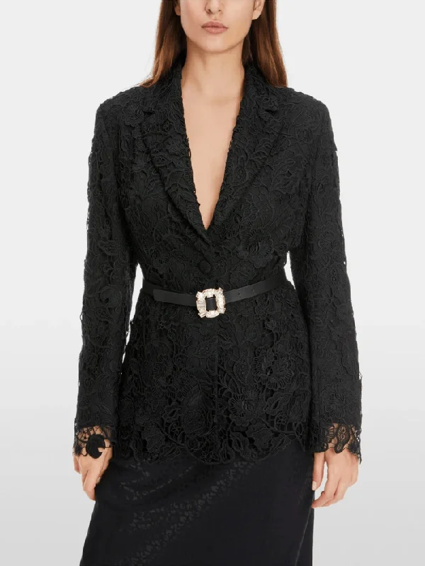 Marc Cain Glam Guipure Lace Blazer In Black XG 34.04 W12 COL 900 Women's Custom Jacket
