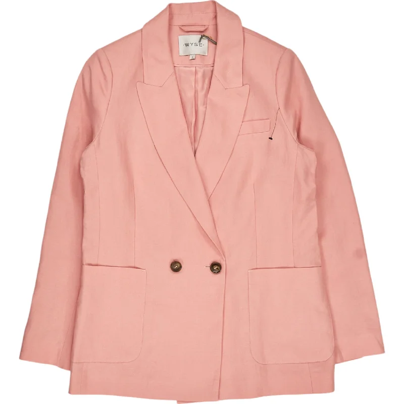Wyse X EF Pink Double Breasted Blazer Women's Handmade Blazer