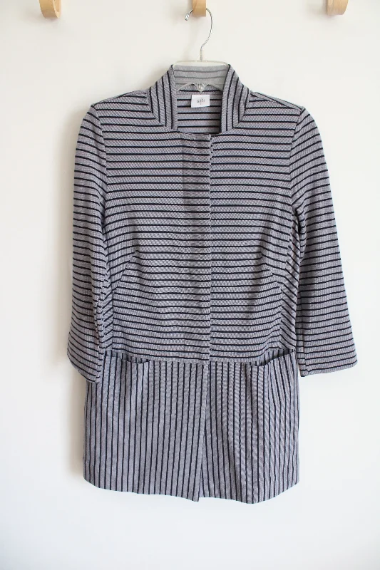 Cabi Navy Blue White Striped Car Coat Jacket | S Ribbed Jacket Pleated Jacket Ruffled Jacket Cabi Navy Blue White Striped Car Coat Jacket | S Ribbed Jacket Pleated Jacket Ruffled Jacket