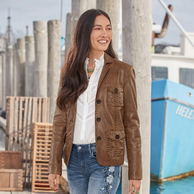 Mckenna Leather Blazer Women's Unique Blazer