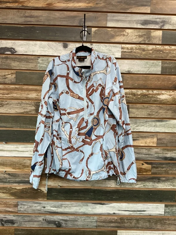 USED Ariat Windbreaker Jacket Small Blue Oversized Jacket Tailored Jacket Straight Jacket