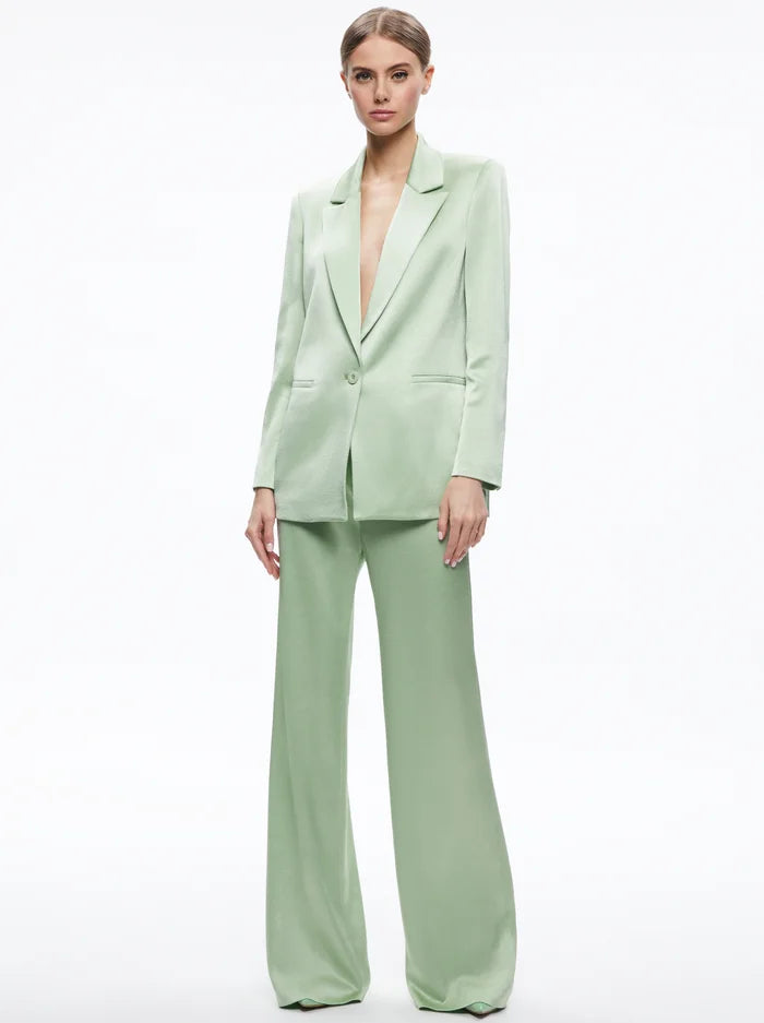 Denny Notch Collar Boyfriend Blazer Green Tea - Alice + Olivia Women's Premium Blazer