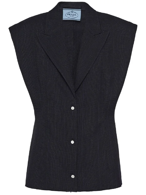 sleeveless wool blazer Women's Stripe Blazer