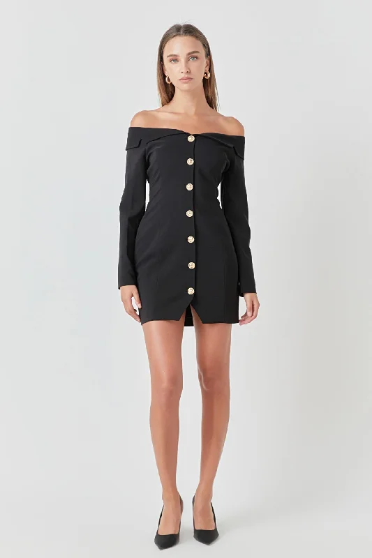 Endless Rose - Off-The-Shoulder Blazer Dress Women's Formal Blazer