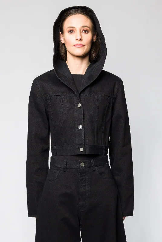 Alaïa Hooded Jacket in Black Hooded Jacket Caped Jacket Shawl Collar Jacket