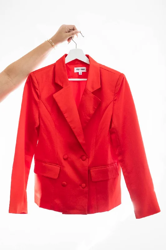 Double Breasted Satin Blazer Women's  - DM Women's Vacation Suit