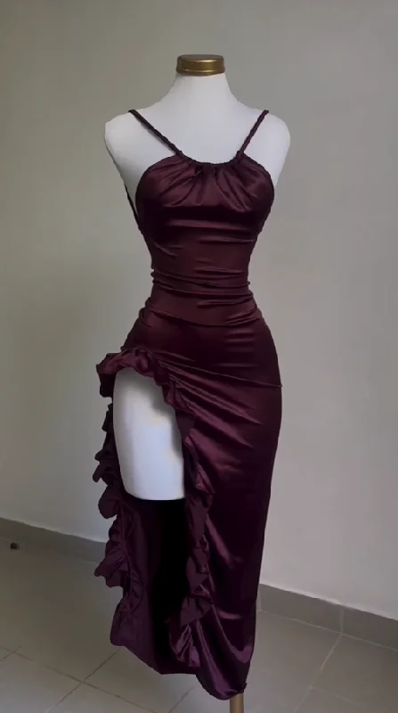Vintage Backless Ruffle Asymmetrical Midi Length Party Dress, DP2563 Tunics New arrival Vintage Backless Ruffle Asymmetrical Midi Length Party Dress, DP2563 Tunics New arrival