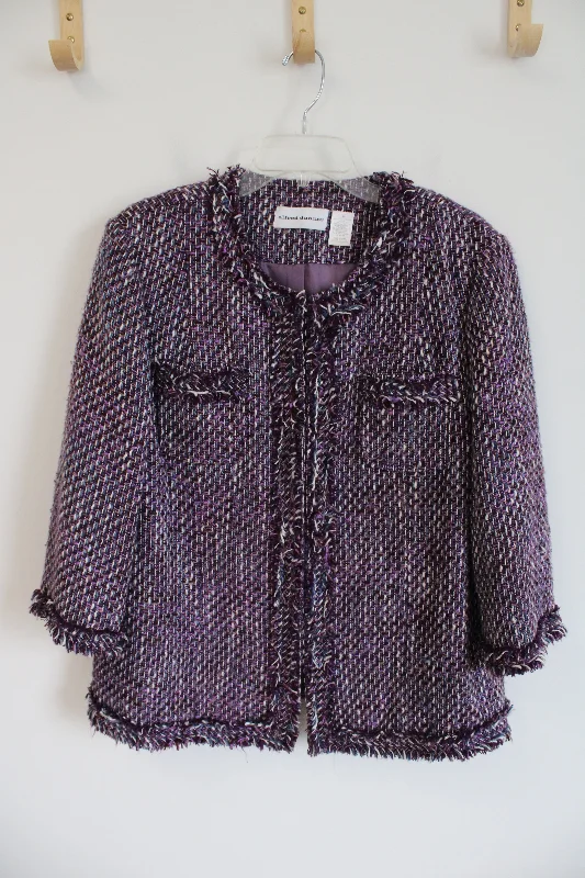 Alfred Dunner Textured Purple Jacket | 16 Fleece Jacket Down Jacket Parka