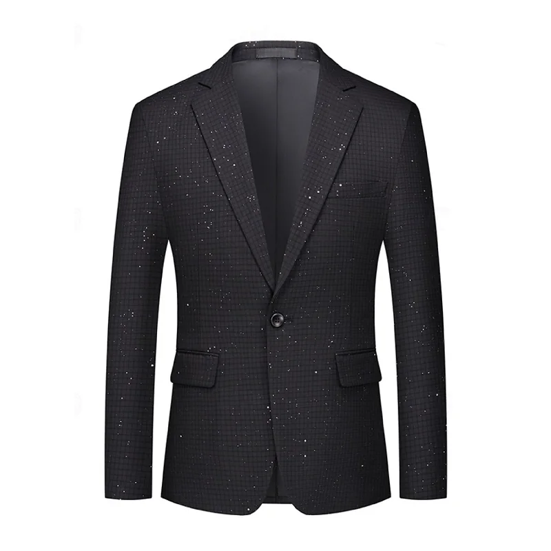 Men's Classic Black Pink Coffee Plaid Regular Standard Fit Single Breasted One-button  Checkered Blazer Women's Trench Blazer
