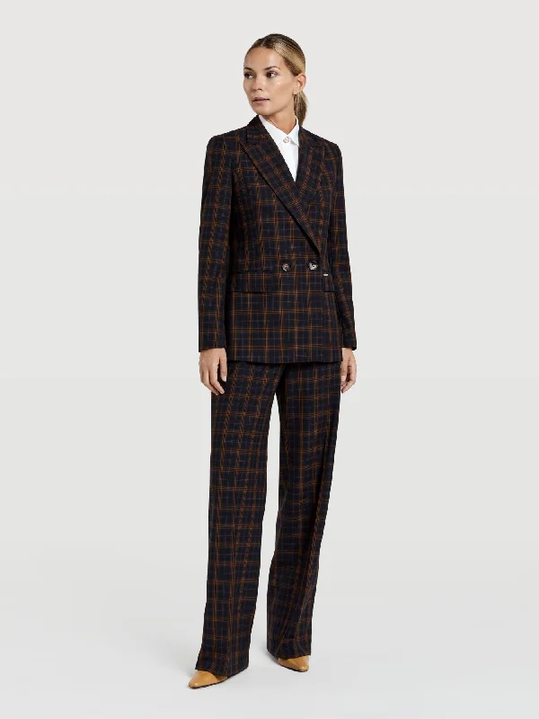 Double breasted checks blazer Women's Print Jacket