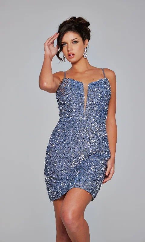 Jovani Short Party Dress 39635 Off-the-shoulder Chic Trendy