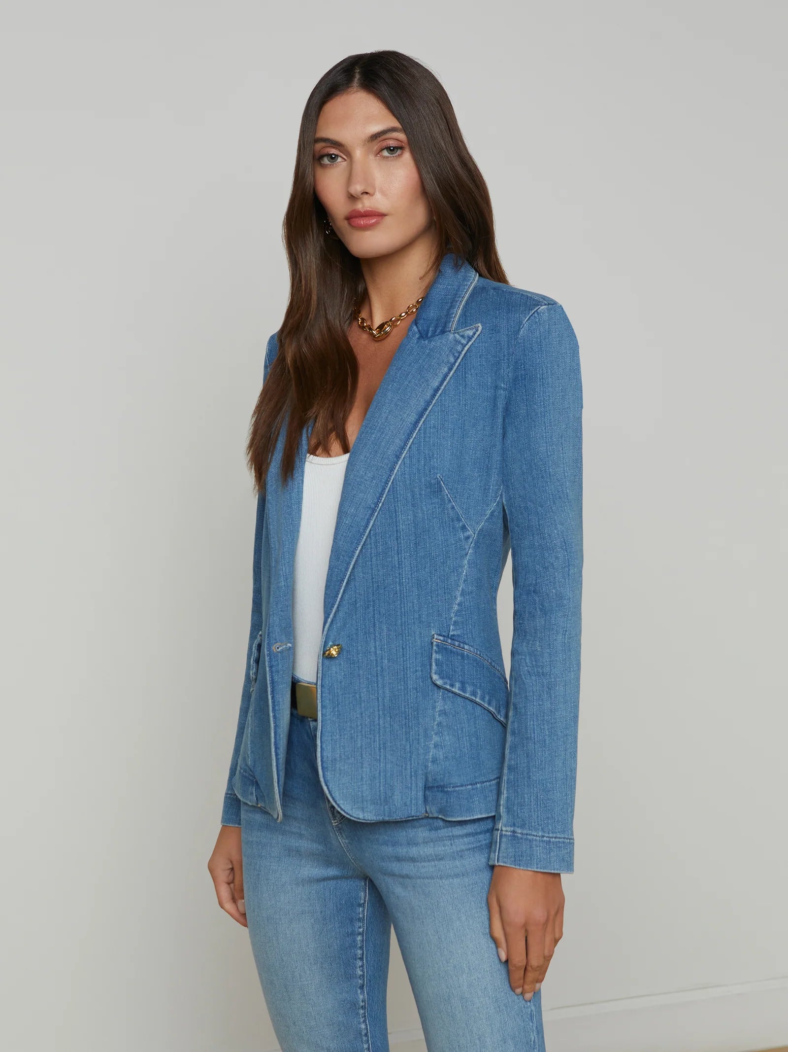 Baldwin Denim Blazer Provo - L'AGENCE Women's Simple Jacket