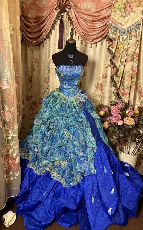 Blue Strapless A-Line Vintage Long Party Dress Evening Ball Gown, DP4503 Tunics Custom made Blue Strapless A-Line Vintage Long Party Dress Evening Ball Gown, DP4503 Tunics Custom made