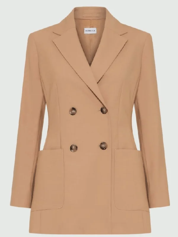 Marella BELFORD Women's Double Breasted Long Blazer In Camel 24230460522 Col 003 Women's Trendy Suit Marella BELFORD Women's Double Breasted Long Blazer In Camel 24230460522 Col 003 Women's Trendy Suit