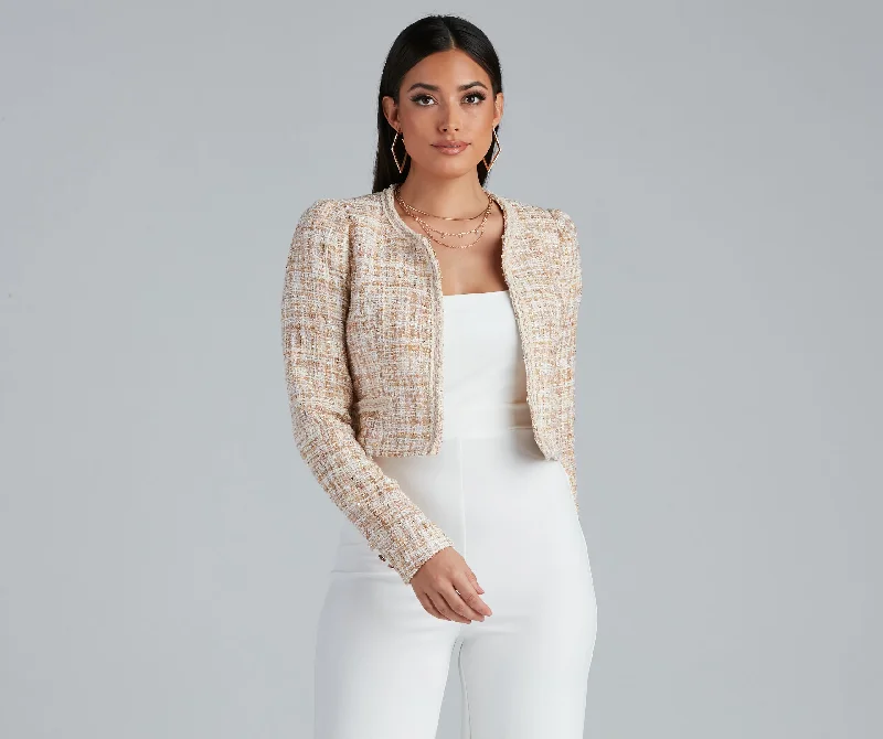 Stylishly Sophisticated Tweed Blazer Women's Business Blazer