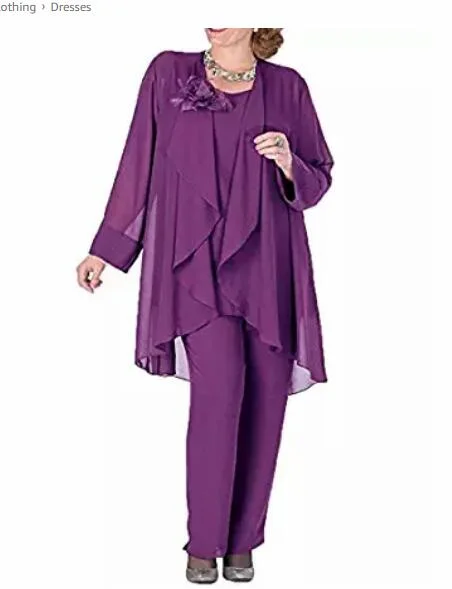 Purple Flower Mother of the Bride Dresses with Jacket 3 Pieces Chiffon Dressy Pant Suits Wedding Outfit Stand-Up Collar Roll-Neck Collar Turtle Neck Purple Flower Mother of the Bride Dresses with Jacket 3 Pieces Chiffon Dressy Pant Suits Wedding Outfit Stand-Up Collar Roll-Neck Collar Turtle Neck