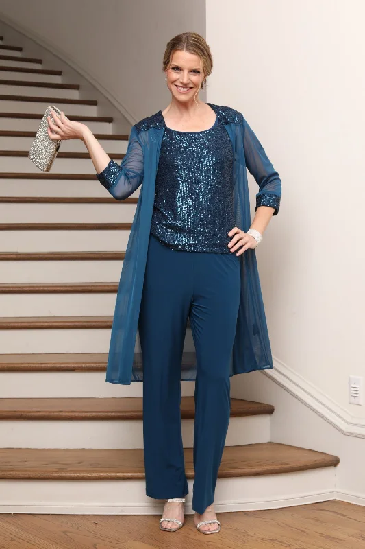 Women's Chiffon Sequin Shell Long Duster Jacket Pant Suit Striped Jacket Polka Dot Jacket Floral Jacket