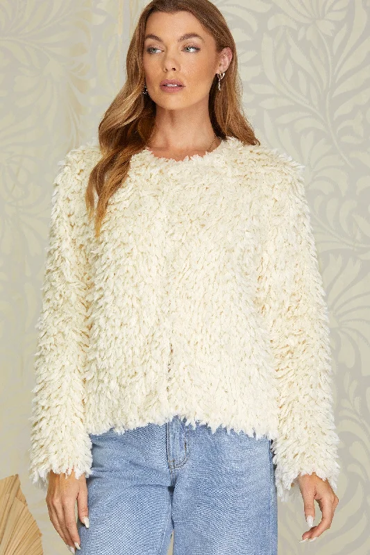 Long Sleeve Faux Fur Jacket Mesh Jacket Canvas Jacket Denim Jacket