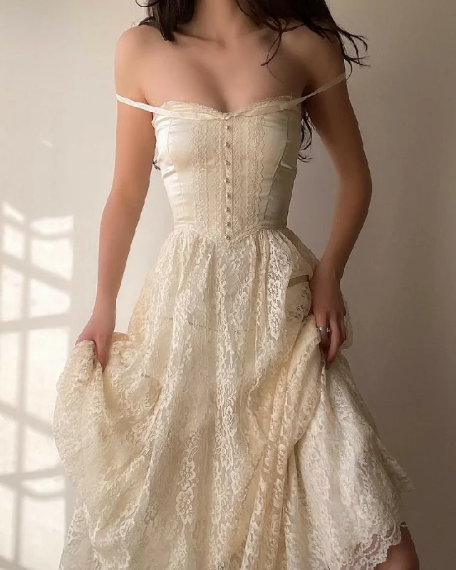 Retro Strapless A-Line Lace Long Party Dress Birthday Dress Vintage Dress, DP4612 Tunics Sophisticated sleek Retro Strapless A-Line Lace Long Party Dress Birthday Dress Vintage Dress, DP4612 Tunics Sophisticated sleek