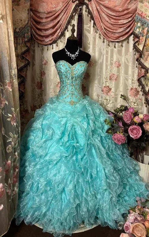 Blue Sweetheart A-Line Organza Vintage Long Party Dress Evening Gown, DP4509 Tunics Modern contemporary Blue Sweetheart A-Line Organza Vintage Long Party Dress Evening Gown, DP4509 Tunics Modern contemporary