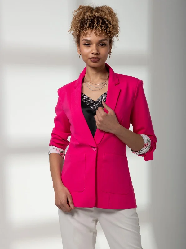 Baylin Tailored Blazer, Hot Pink Women's Elegant Jacket