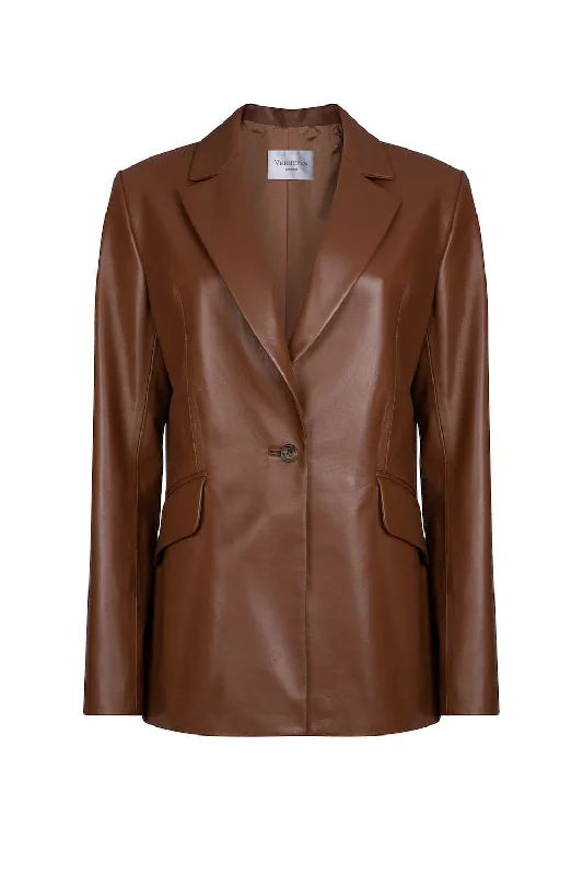 CHESCA OVERSIZED LEATHER BLAZER Women's High-End Blazer