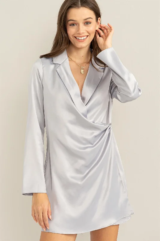 HF23G448-SATIN BLAZER DRESS Fashion Women's Blazer