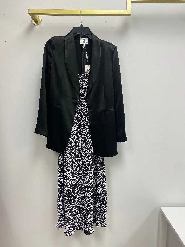 Black Blazer and Printed Slip Dress 2pc-Set Women's Unique Blazer