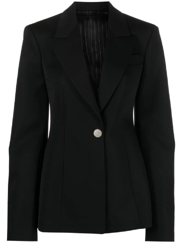 single-breasted virgin wool blazer Cotton Blend Blazer