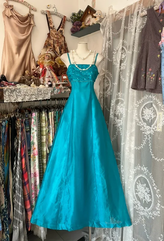 Turquoise Spaghetti Straps A-Line Vintage Long Party Dress Evening Gown, DP4575 Mermaid Tail Wedding Turquoise Spaghetti Straps A-Line Vintage Long Party Dress Evening Gown, DP4575 Mermaid Tail Wedding