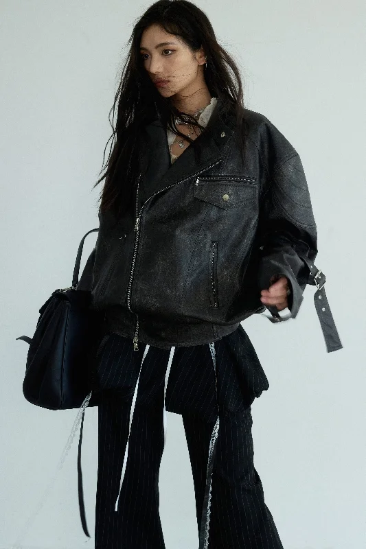 Midnight Rider Oversized Moto Jacket Striped Jacket Polka Dot Jacket Floral Jacket