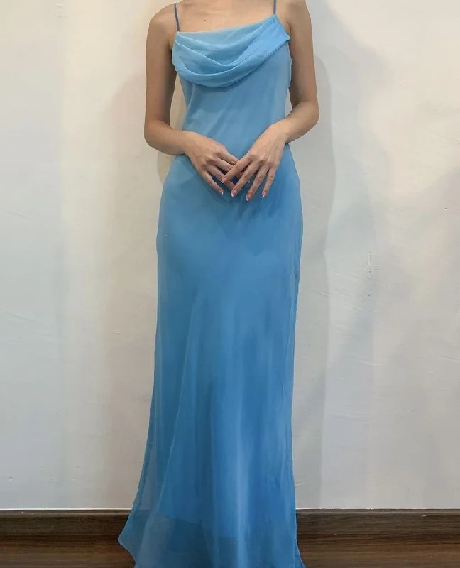 Blue Ombre Straps Chiffon Vintage Long Party Dress Formal Evening Dress, DP4608 Tunics Practical durable Blue Ombre Straps Chiffon Vintage Long Party Dress Formal Evening Dress, DP4608 Tunics Practical durable