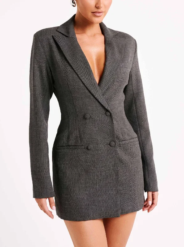 Madame Textured Blazer Dress in Grey New Women's Blazer