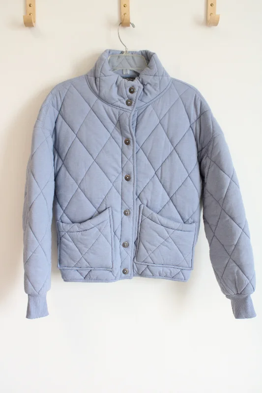 Wild Fable Blue Quilted Jacket | XS Zip Front Button Front Snap Front