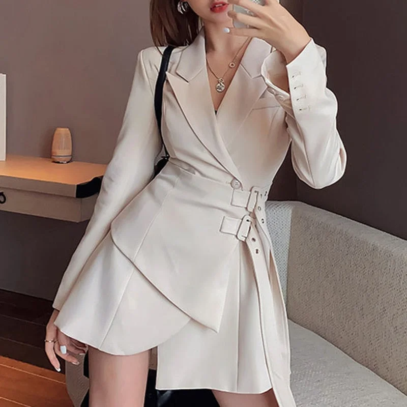 Blazer Long Sleeve Mini party fashion elegant dress Women's Warm Suit
