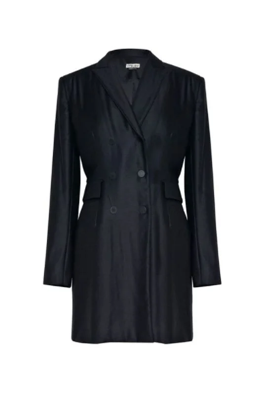 LOARTE BLACK DOUBLE-BREASTED BLAZER DRESS Slimming Women's Blazer